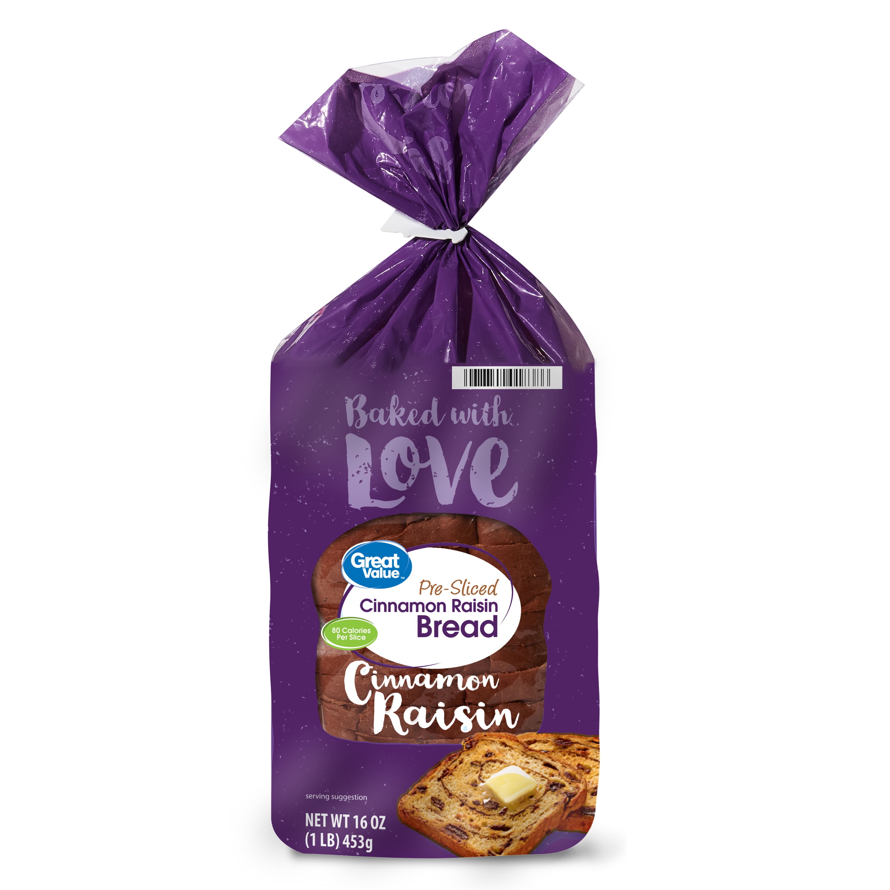 Great Value Cinnamon Raisin Bread, 16oz