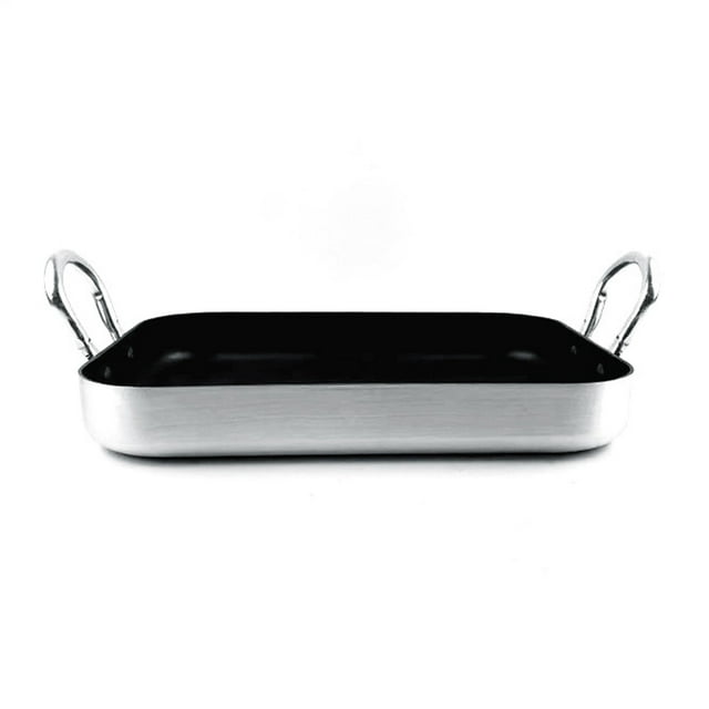 Rectangle Frying Pan Nonstick Barbecue Frying Pan Griddle Grill Pan Aluminum Alloy BBQ Plate Griddle Plate Pan with Handles for Home Kitchen Outdoors Barbecue Accessory