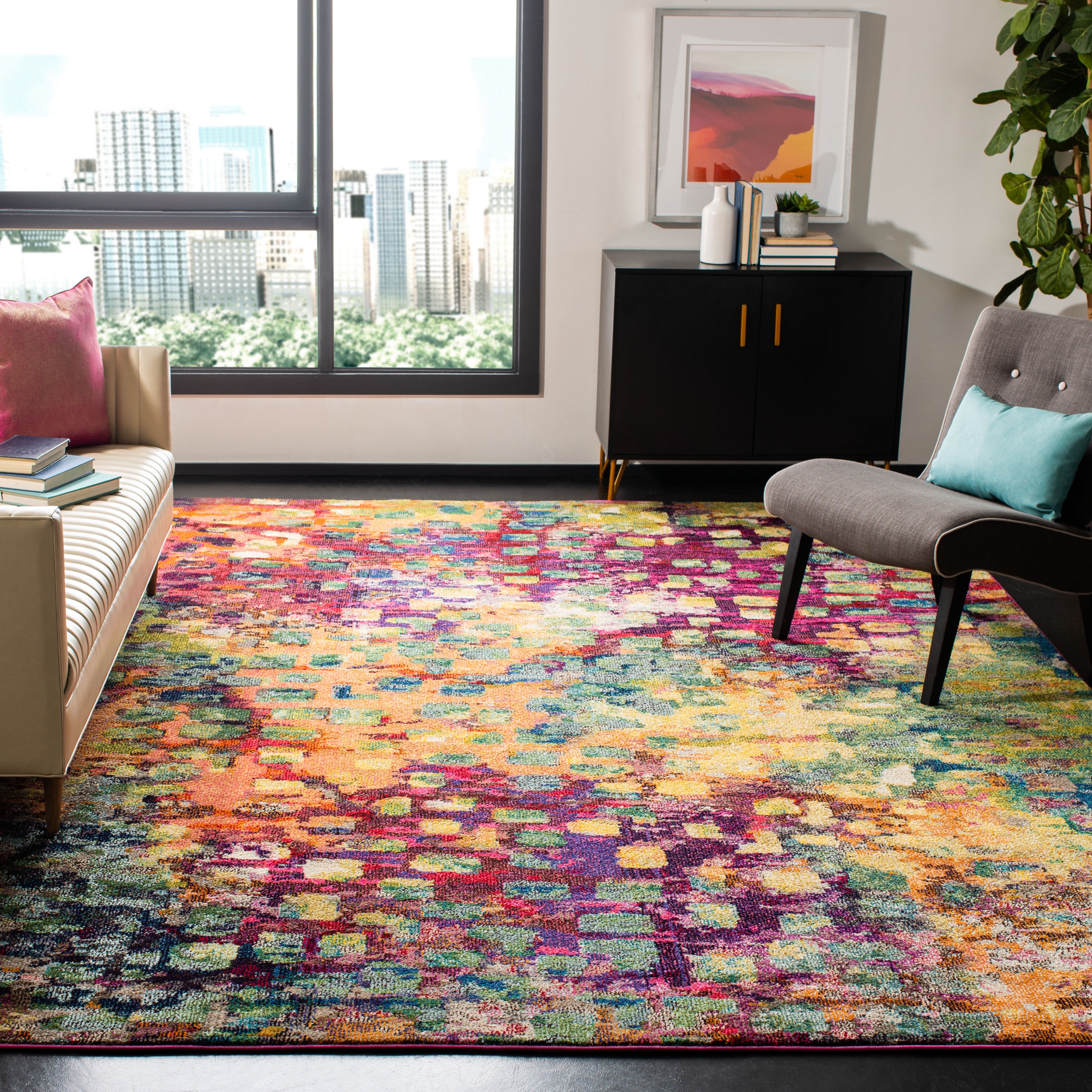 SAFAVIEH Monaco Driskoll Abstract Area Rug, Pink/Multi, 8' x 10'