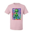 thumbnail image 2 of Wild Bobby, Trippy Alien in Space Peace Hand Pop Culture Men's Graphic T-Shirt, Light Pink, Large, 2 of 3