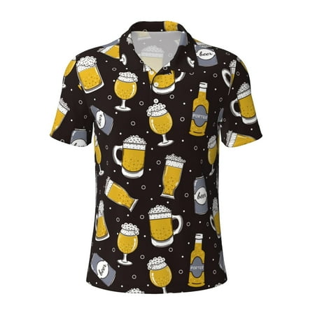 Balery Beer In A Bottle Printed Men’s Short Sleeve Polo Shirt Midweight Men s Shirt Golf Polo shirts -Medium