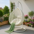 thumbnail image 4 of SUDICA Egg Chair with Stand and Cushion White Rattan 1 Piece for Outdoor Patio, 4 of 11