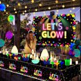 thumbnail image 6 of 4 Pack Glow Party Tablecloth Supplies - Glow Neon Plastic Birthday Table Covers Black Light Table Cloth Let's Glow Tablecloths for Glow in The Dark Birthday Party Decorations, 51"x86.6", 6 of 8