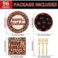thumbnail image 2 of 96Pcs Cheetah Print Party Supplies Set Leopard Birthday Plates and Napkins Red Black Cherry Theme Disposable Tableware for Girls Women Birthday Wedding Coquette Party Decorations, 2 of 4