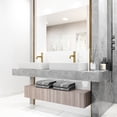 thumbnail image 5 of VIGO Matte Stone Magnolia Composite Rectangular Vessel Bathroom Sink in White with Cass Faucet and Pop-Up Drain in Matte Gold, 5 of 10