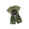 thumbnail image 2 of Yunliwuli Little Boy 2 Piece Summer Outfits Round Neck Short Sleeve Tops + Elastic Waist Camouflage Print Shorts Infant Toddler Set, 2 of 10