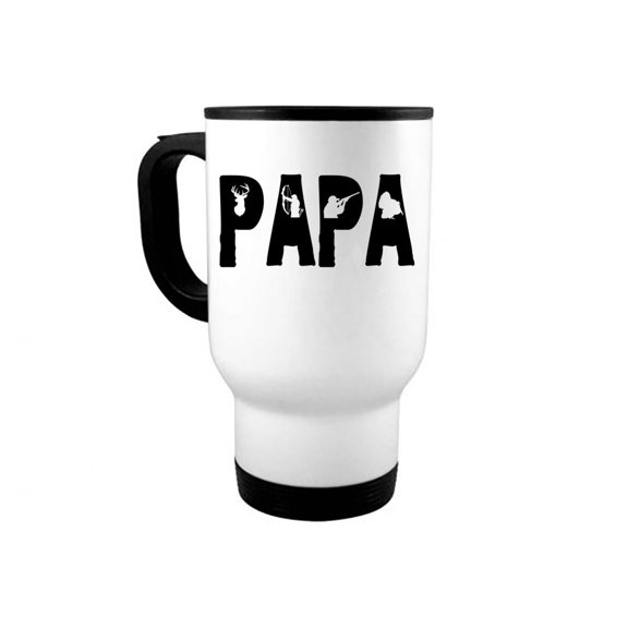 Papa Coffee Mug, Papa, Hunting Mug, 14oz Travel Mug, Gift For Papa, Grandpa Gift, Father's Day Gift, Hunting Coffee Mug, Gpa Cup, Hunting, White
