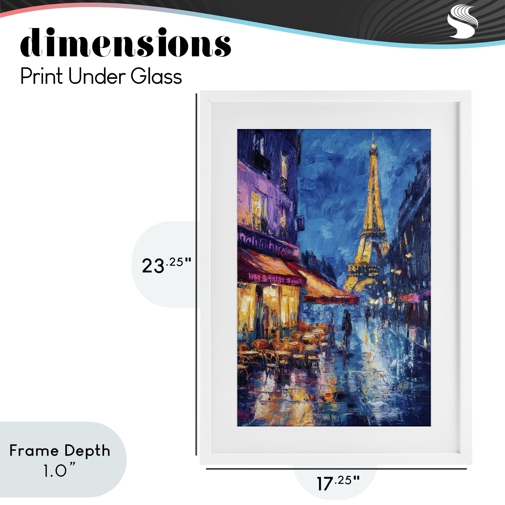 Stupell Industries Dusk Paris Street Scene White Framed Print Under Glass, design by Petal Prints Design