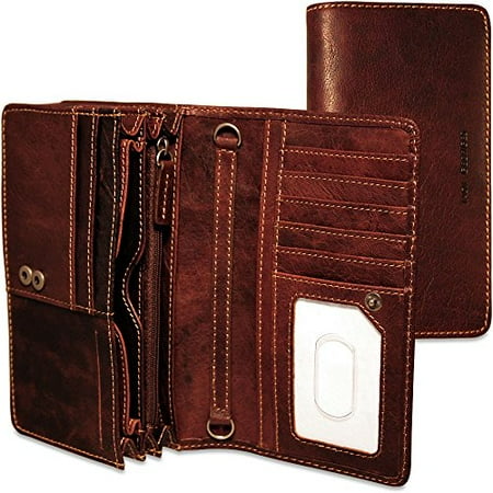 Fabric Continental Wallet - Jack Georges Voyager Continental Wallet, Leather Card Case w/ ID Window in Black