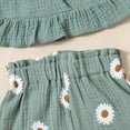 thumbnail image 7 of Sngxgn Girl's 2 Piece Outfits Button Front Long Sleeve and Shorts Set(Green,90), 7 of 7