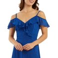 thumbnail image 2 of BCX Junior's Ruffled Cold Shoulder Dress Blue Size X-Large, 2 of 6