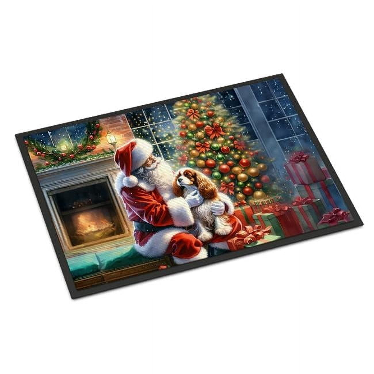 Caroline's Treasures DAC4075MAT Bluetick Hound and Santa Claus Doormat Front Door Mat Indoor Outdoor Rugs for Entryway, Non Slip Washable Low Pile, 18H X 27W