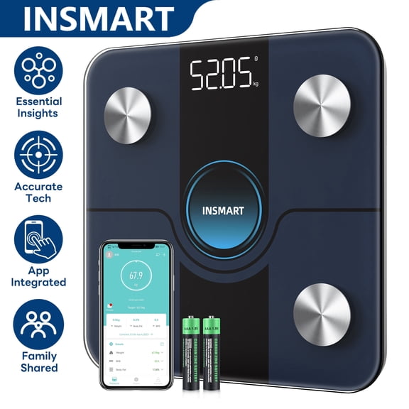 INSMART Body Weight Scale,Smart Scale for Body Weight,Digital Bathroom Scale with BMI,Bluetooth Body Fat Scale,14 Body Composition Analyzer with Fitness APP Sync,400lbs