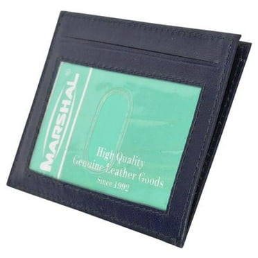 Premium High quality Navy Blue Genuine Leather Slim Simple ID Credit Card Holder Thin Wallet