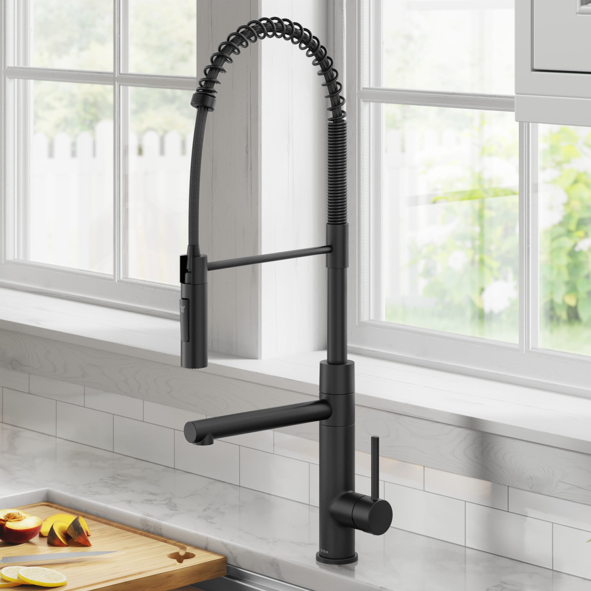 Kraus Artec Pro Commercial Style Pull-Down Single Handle Kitchen Faucet with Pot Filler in Matte Black