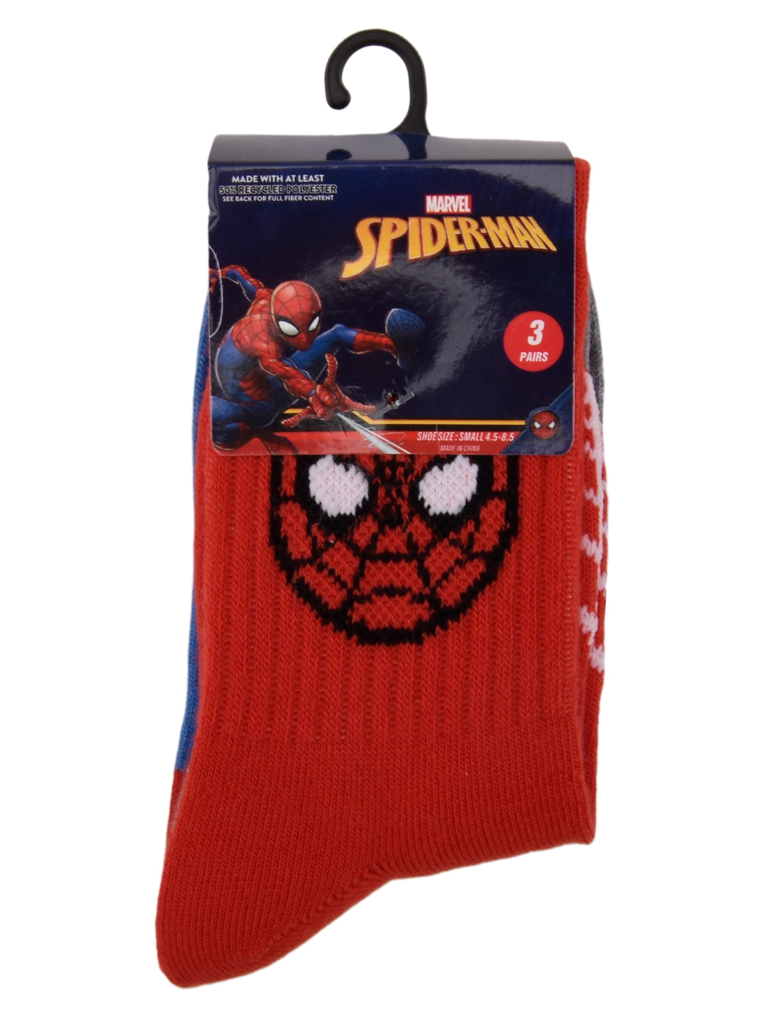 Spidey Boys Crew Socks, 3-pack, Sizes S