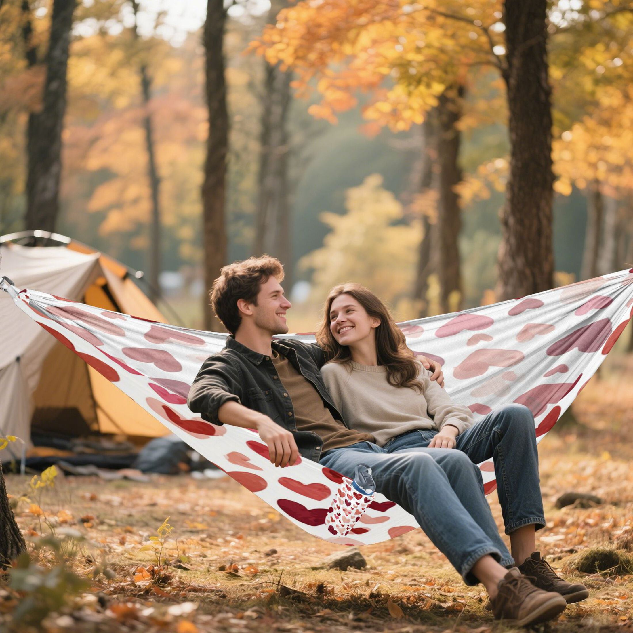 Hanging Hammock Portable Travel Camping For Outdooor Beach Camping Hiking Heart Sharped Canvas