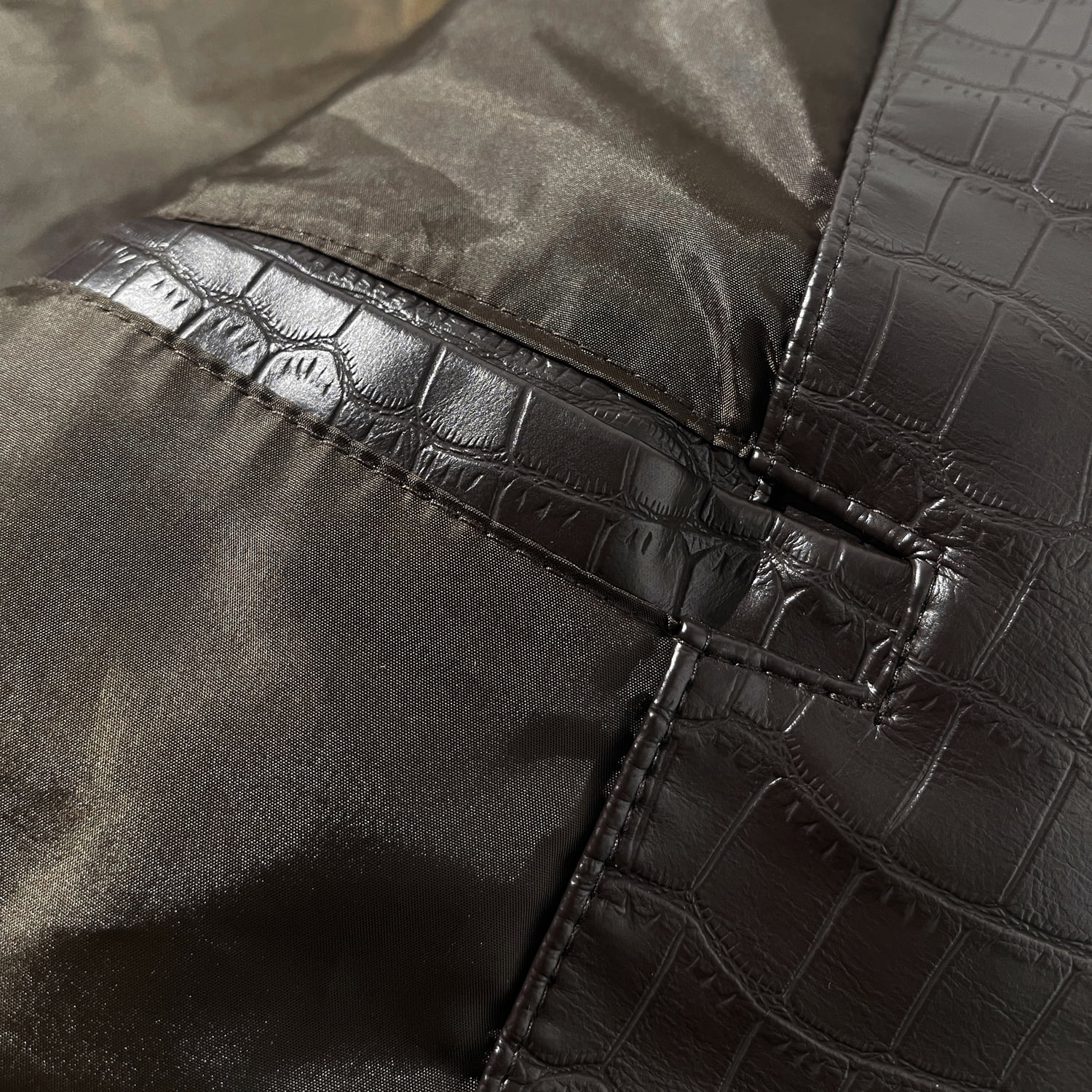 Men's Faux Leather Crocodile Pattern Jacket, Single Row Large Lapel Suit Style, Chest Pocket Decoration PU Leather Coat