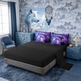 thumbnail image 4 of Erosebridal Purple Magical Wolf Pair Floral Print Twin Bedding Sets, Fantasy Wildlife Bedding Comforter Set for Men and Women, Black Reversible 7 Pieces, 4 of 6