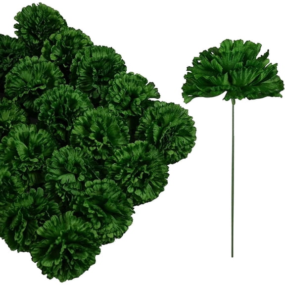 50Pcs Green Carnations Artificial Flowers Bouquet