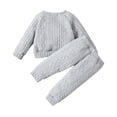 thumbnail image 2 of IBTOM CASTLE Unisex Baby Girls Boys Cotton Twist Knit Sweater Long Sleeve T-Shirt Tops + Long Pants 2PCS Outfit Fall Winter Warm Clothes 12-18 Months Gray, 2 of 8