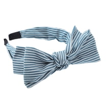 Unique Bargains 1 Pcs Double Bow Knot Headband Fashion Hairband for Women Light Blue Stripe Pattern 1.34 Inch Wide