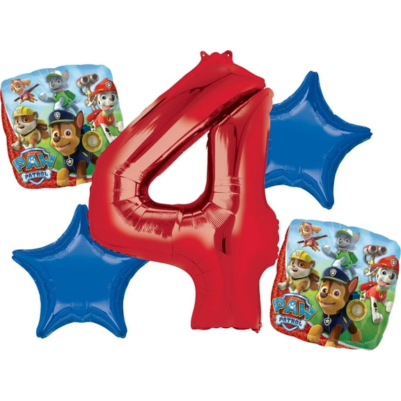PAW Patrol 4th Birthday Balloon Bouquet 5pc by Anagram
