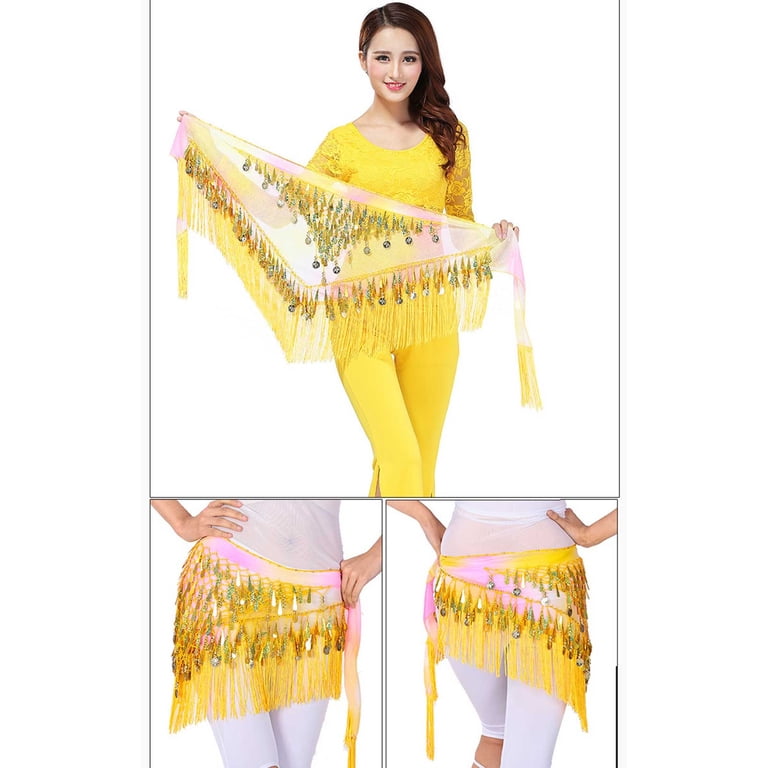 Belly Triangle Dance Hip Scarf Wrap Waistband Skirt Sequin Tassel