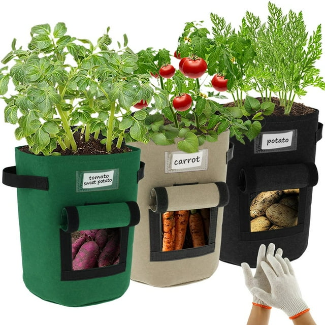 3 Pcs Sacs de Culture de Plantes 7/10 Gallons Pots de Culture en Non-Tissé Respirant avec Poignées Robustes et Rabat d'Accès Conteneurs de Jardin Réutilisables