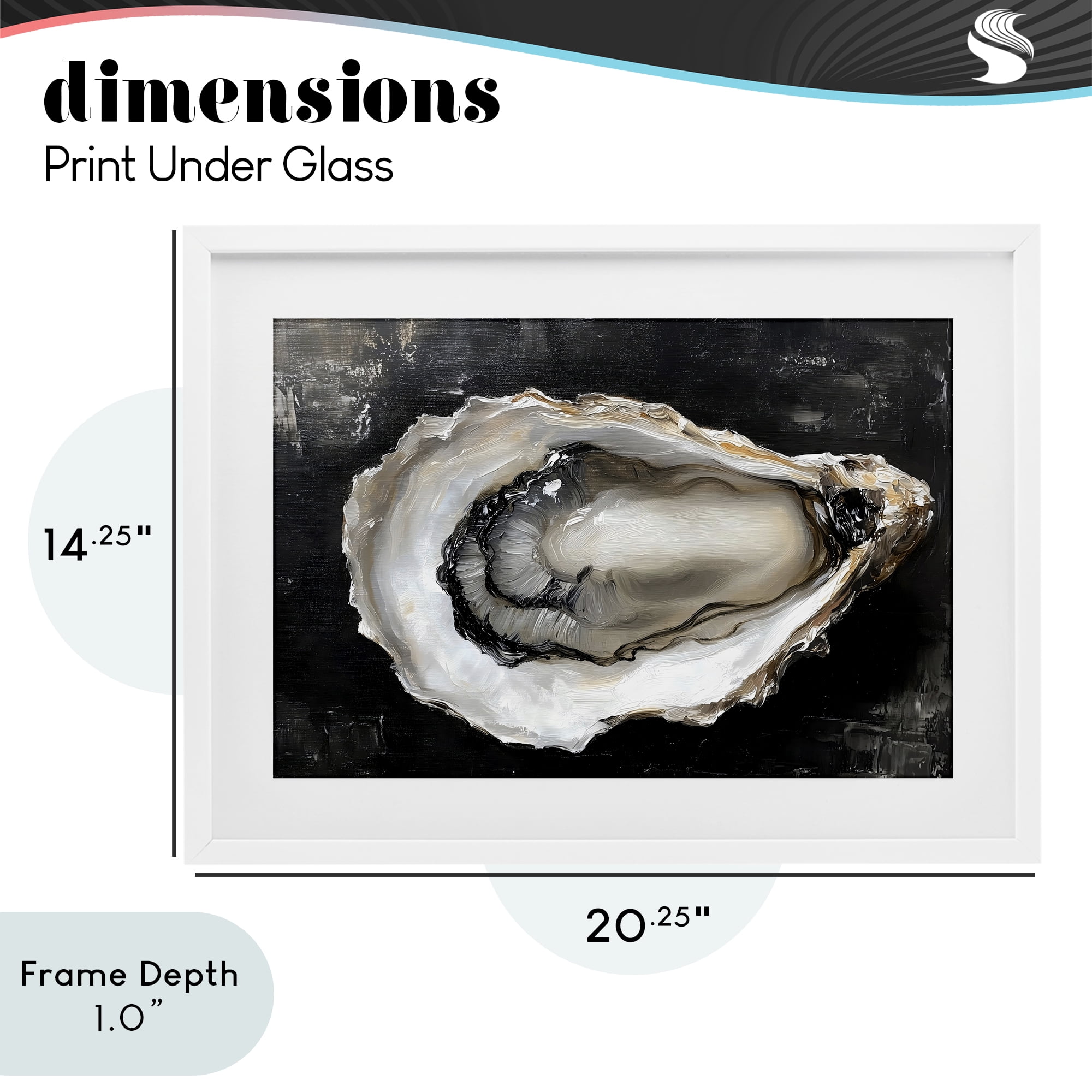Stupell Industries Black Oyster Pearlescent Shell White Framed Print Under Glass, design by LSR Design Studio