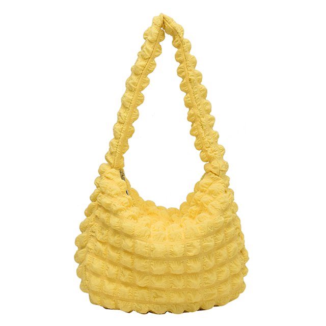 Bolso Mujer 2023 Plisado Hobo Bag Soft Quilted Puff Girls Purse (Amarillo)