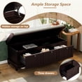 thumbnail image 5 of 44" Storage Bench, Fluted Shoe Cabinet with Hidden Storage Space and 3 Doors, Wood Bench End of Bed with Cushion, for Living Room, Hallway, Entryway, 5 of 9