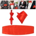 thumbnail image 2 of EeaseMX Pañuelo de satén para hombre, fajín, pajarita, color rojo, 3 uds., 2 of 8