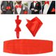 thumbnail image 2 of EeaseMX Pañuelo de satén para hombre, fajín, pajarita, color rojo, 3 uds., 2 of 8