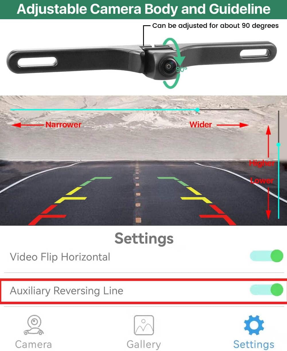 WiFi Car Wireless Backup Camera, 5G 720P HD Car License Plate Rear/Front View Reverse Camera for iPhone iPad Android Smart Phones Tablets Which Support Double Band WiFi
