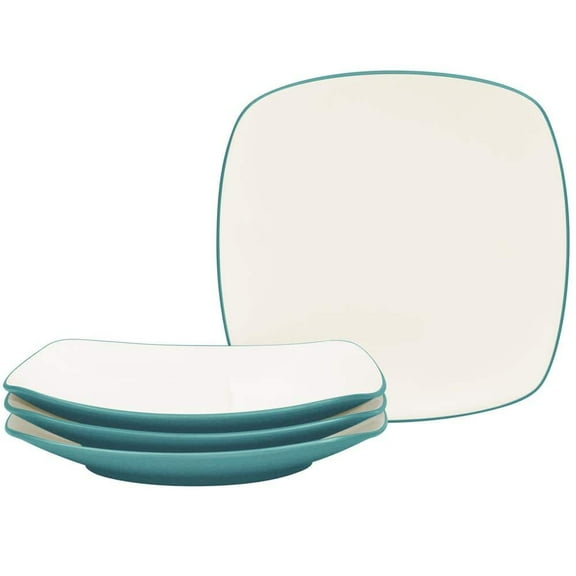Colorwave Turquoise 8.25 in. (Turquoise) Stoneware Square Salad Plates, (Set of 4)