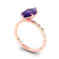 thumbnail image 2 of 2 ct Marquise Cut Natural Amethyst Solitaire 18K Rose Gold Womens Engagement Ring, 2 of 5