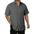 thumbnail image 2 of Men's Casual Short Sleeve Button Down Shirt Solid Color Polyester Comfortable Daily Wear, 2 of 8