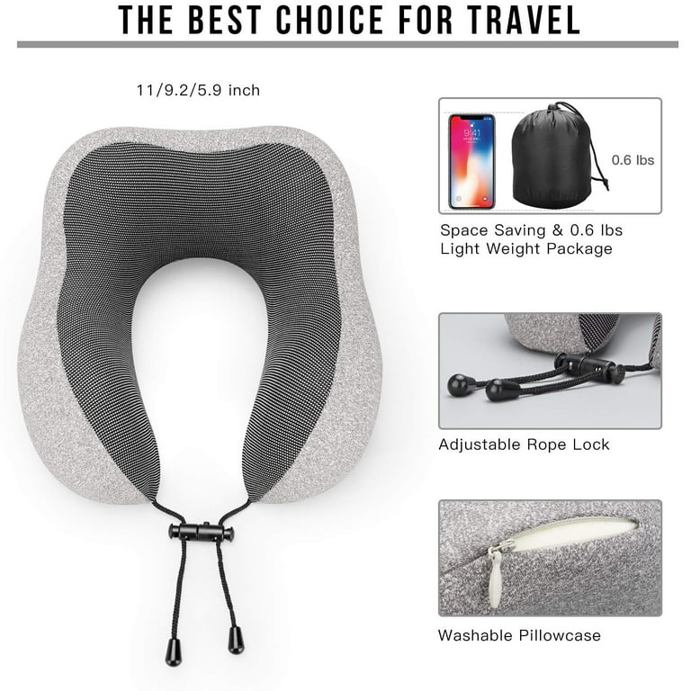 Travel Pillow 100% Pure Memory Foam Neck Pillow (Black) - My CareCrew