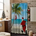 thumbnail image 3 of Coastal Christmas Santa Bathroom Shower Curtain Xmas Stocking Palm Tree Beach Waterproof Washable Shower Curtains for Bathtub Bath Decor with Grommets and Hook 66 X 72 Inch, 3 of 8