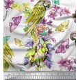 thumbnail image 1 of Soimoi Green Cotton Jersey Fabric Floral,Insect & Parrot Bird Print Fabric by The Yard 58 Inch Wide, 1 of 3