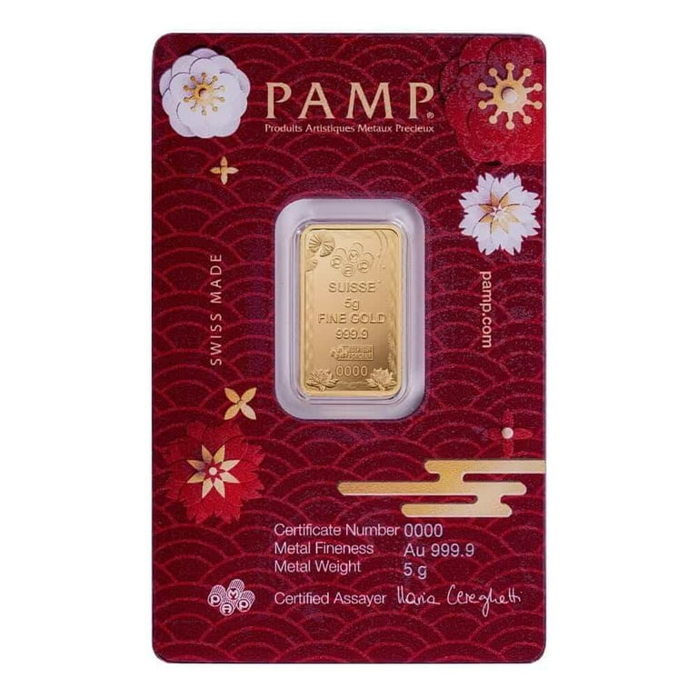 2025 5 Gram PAMP Suisse Good Luck Koi Fish Gold Bar .9999 Fine (in
