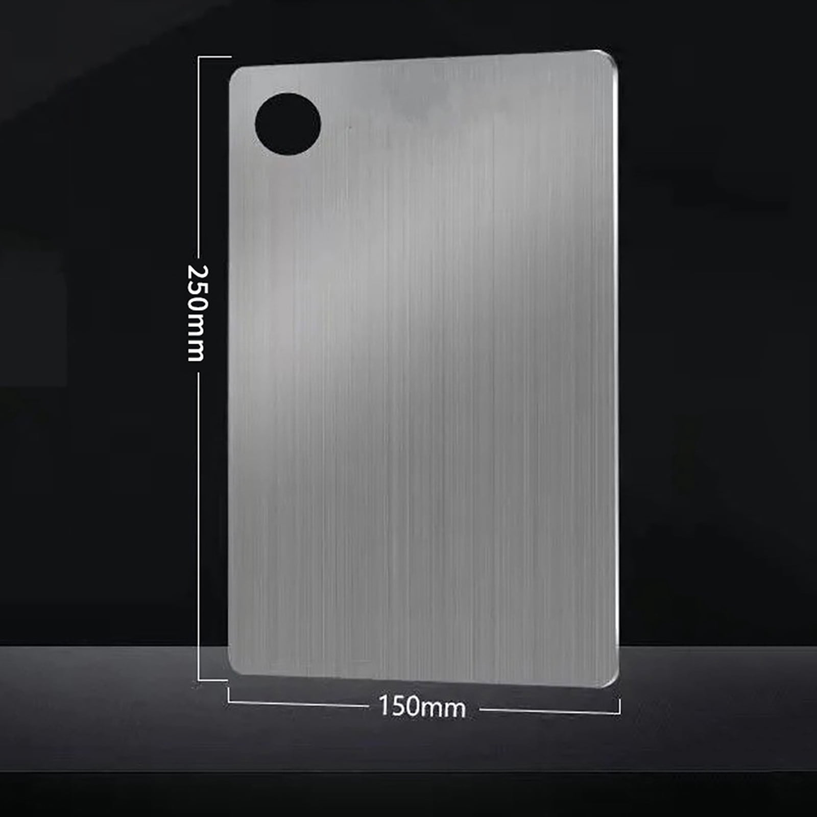 HengDidi 1mm Thick Double Sided Stainless Steel Chopping Board Kitchen Cutting Mat Hygienic Non Porous Easy Clean Hanging Hole Meat Vegetable Prep Durable