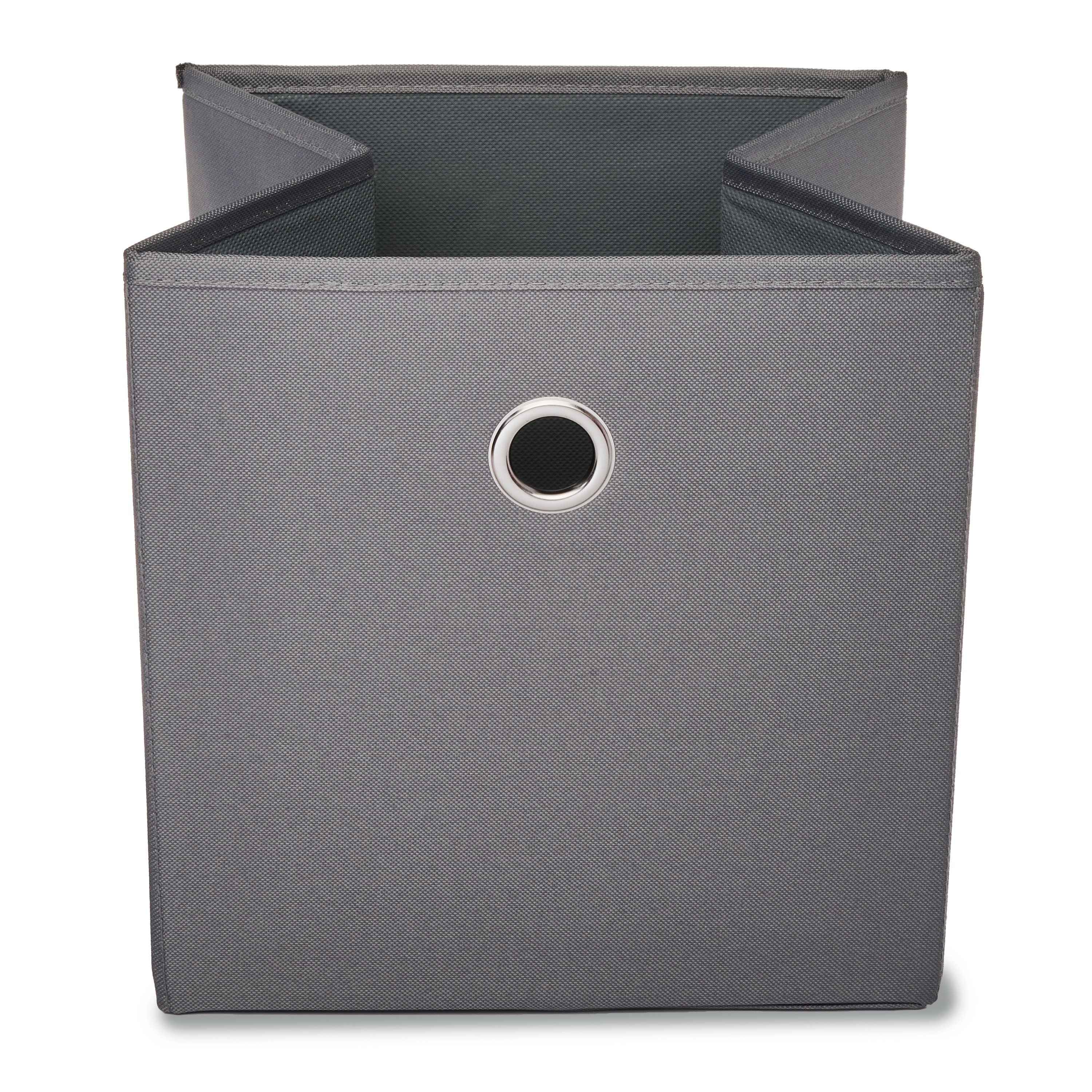 Mainstays Collapsible Fabric Cube Storage Bins (10.5" x 10.5"), Grey Flannel, 4 Pack