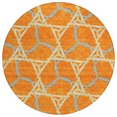 thumbnail image 2 of HomeRoots 613514 8 ft. Orange & Blue Round Geometric Washable Indoor & Outdoor Area Rug, 2 of 5