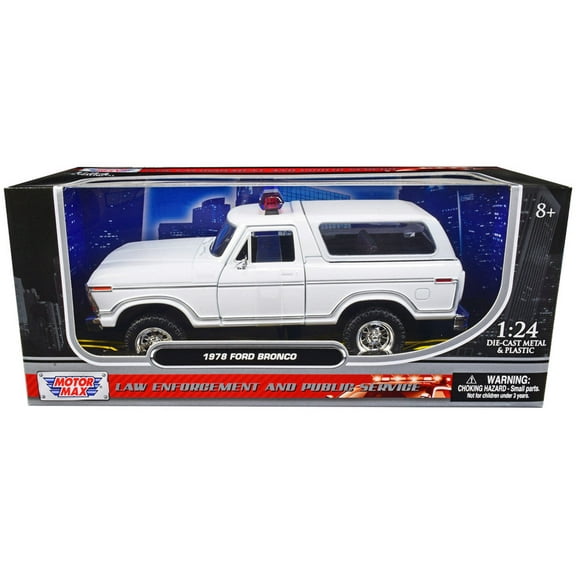 1978 Ford Bronco Police Car Unmarked Black with White Top "Law Enforcement and Public Service" Series 1/24 Diecast Model Car by Motormax