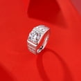 thumbnail image 3 of Adjustable 2ct Moissanite Engagement Rings for Men Round Cut D Color VVS1 Sterling Silver Diamond Rings Moissanite Wedding Rings with Certificate, 3 of 8