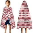 thumbnail image 3 of Red Christmas Pattern Hooded Bath Towel，50"x30" for Ages 3 To 12 Kids, Quick Dry Lightweight Soft Microfiber Hood Beach Towel Cover Up for Kids, 3 of 7