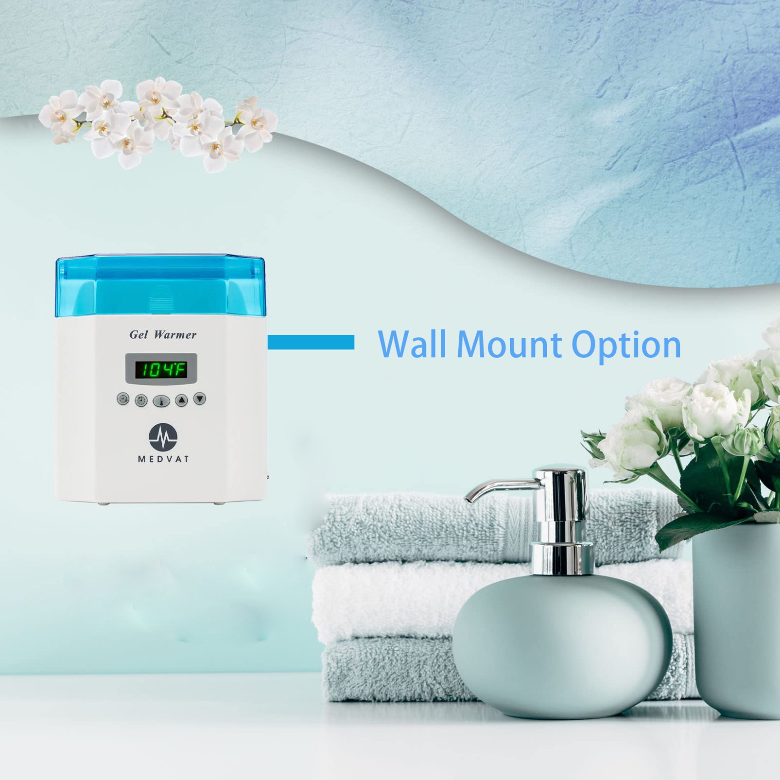 Electric Double Bottles Gel Warmer with Precision Digital Display, Built in Timer, Heater for Massage Cream, Baby Lotion, & Oils, Wall Mountable & Freestanding Option, Adjustable Temperature