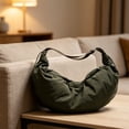 thumbnail image 7 of AZXY Crescent Dumpling Crossbody Bag, Pleated Adjustable Shoulder Structure, Large Capacity Fresh Style for Leisure Walks and Daily Use, Green, 7 of 7